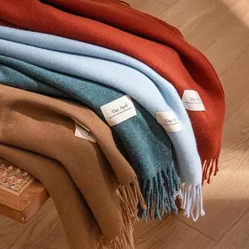 Зимний синий шарф, ветрозащитная теплая шаль, женский шарф премиум-класса 200*65 CM