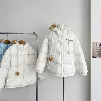 Зимний сладкий стиль винтажный дизайн с капюшоном парка хлеба женская свободная элегантная утепленная стеганая куртка женская на шнуровке корейская мода шикарные наряды S синий