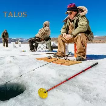 Зимний совок для подледной рыбалки на открытом воздухе, 3 секции, телескопическая ручка, алюминиевый сплав, портативный ледоход, ручной инструмент для черпания, рыболовные принадлежности разноцветный