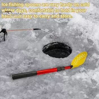 Зимний совок для подледной рыбалки на открытом воздухе, 3 секции, телескопическая ручка, алюминиевый сплав, портативный ледоход, ручной инструмент для черпания, рыболовные принадлежности разноцветный