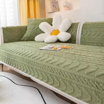 Зимний современный однотонный кожаный диван-полотенце, утепленный плюшевый чехол для углового дивана для гостиной, противоскользящий чехол для дивана 70x70cm 1pcs