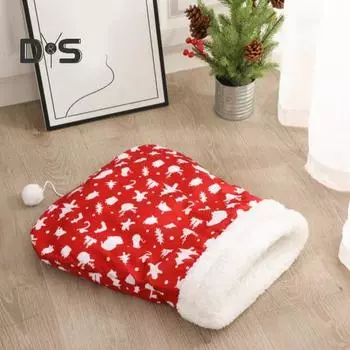 Зимний спальный мешок для кошек, мягкий плюшевый спальный мешок для больших кошек, согревающий на 360 градусов, уютная кровать для домашних животных, пещера для кошек весом 6-8 кг A