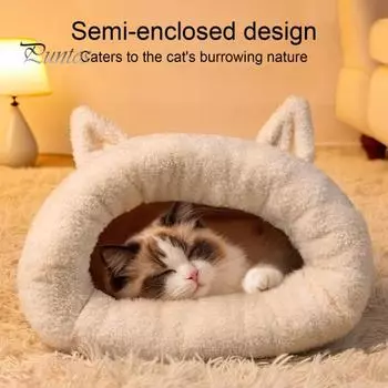 Зимний спальный мешок для кошек, уютный полузакрытый мешок для домашних кошек, самонагревающаяся плюшевая кровать для кошек мелких животных, обертывающаяся на 360 градусов XL Hobbyhorse