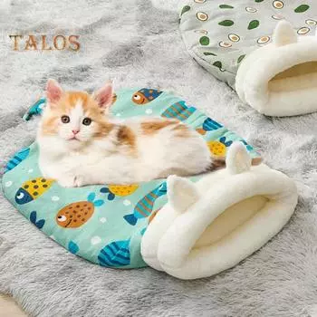 Зимний спальный мешок для кошек, уютный полузакрытый мешок для домашних кошек, самонагревающаяся плюшевая кровать для кошек мелких животных, обертывающаяся на 360 градусов XL Hobbyhorse
