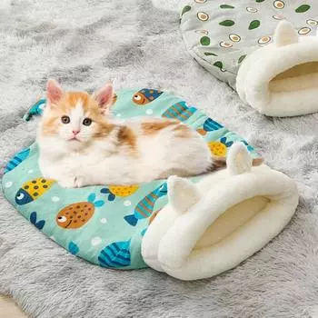 Зимний спальный мешок для кошек, уютный полузакрытый мешок для домашних кошек, самонагревающийся, с оборачиванием на 360 градусов XL Rabbit