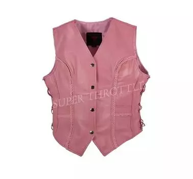 Зимний стильный кожаный розовый жилет Барби пальто из овчины нарядный женский жилет XS розовый