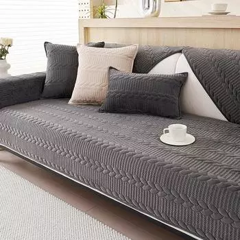 Зимний супер мягкий вышитый пшеничный чехол для дивана, чехол для сиденья мебели, однотонные толстые плюшевые чехлы для дивана для гостиной 70x70