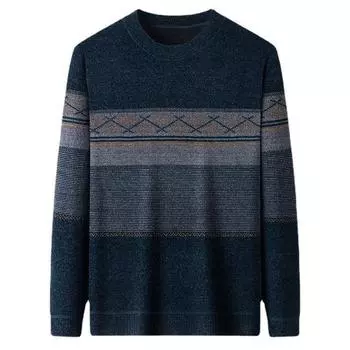 Зимний свитер из синели для пап среднего возраста, мужской, с круглым вырезом, утолщенный бархат, теплые трикотажные топы для людей среднего возраста и пожилых людей M