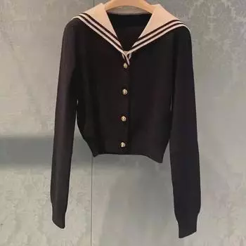 Зимний свитер-кардиган Miu Miu Navy Collar Girl Style 2024 S (In stock) темно-синий
