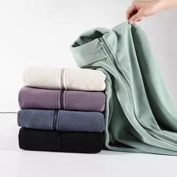 Зимний свитер, пальто, флисовая куртка, толстая однотонная куртка из кораллового флиса M чёрный