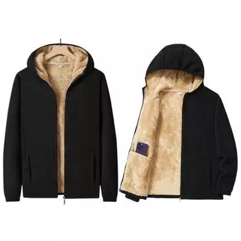 Зимний свитер с капюшоном для мужчин, утепленная вельветовая верхняя одежда, ветрозащитная, теплая, сохраняющая тепло и фиксирующая температуру флисовая куртка большого размера XS темно-синий