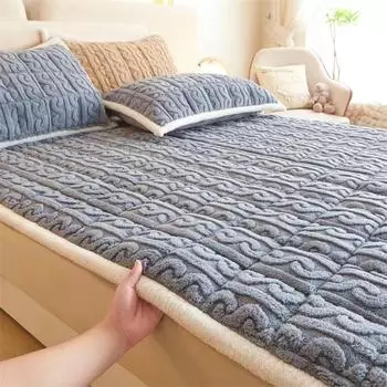 Зимний теплый бархатный стеганый коврик, роскошный утепленный мягкий плюшевый простыня размера King Queen, противоскользящая простыня без наволочки 90x200cm 1pc