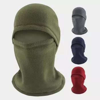 Зимний теплый флисовый капюшон: Бархатная ветрозащитная маска для езды на велосипеде, закрывающая уши темные хаки