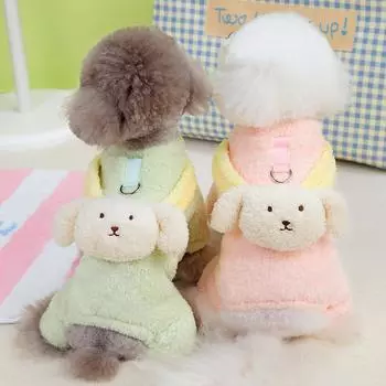 Зимний теплый флисовый комбинезон для домашних животных для маленьких и средних собак, кошек, пижам, одежды для чихуахуа, пальто, костюм французского бульдога, наряды для йорков S зелёный