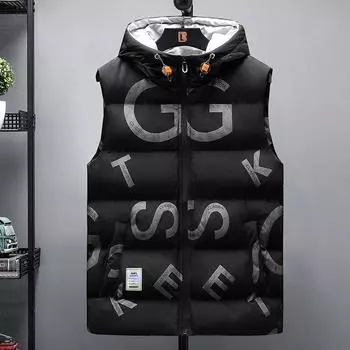 Зимний теплый хлопковый жилет с капюшоном M