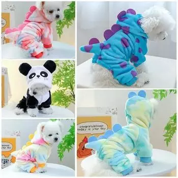 Зимний теплый комбинезон для собак, милая одежда с динозавром для маленьких собак, пальто для кошек, куртка для собак, зимняя теплая одежда, забавный костюм, одежда для домашних животных XS