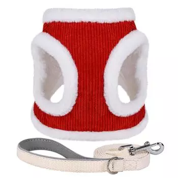 Зимний теплый комплект шлейки и поводка для собак, жилет для щенков и кошек для маленьких и средних собак, шлейки для чихуахуа и йоркширского терьера с соответствующим поводком XS