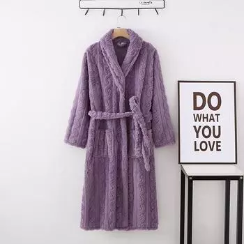 Зимний теплый коралловый флисовый длинный халат для пары, толстый фланелевый женский сексуальный халат, пижамы, ночная одежда, свободная повседневная домашняя одежда, одежда для отдыха L розовый