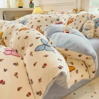 Зимний теплый мультяшный бархатный пододеяльник, толстое плюшевое двойное одеяло, покрывало для пары, покрывало для постельного белья, домашний текстиль 150x200cm-1pc