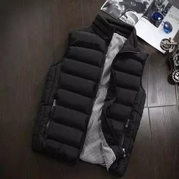 Зимний теплый мужской модный тонкий хлопковый стеганый жилет без рукавов пуховик M зелёный