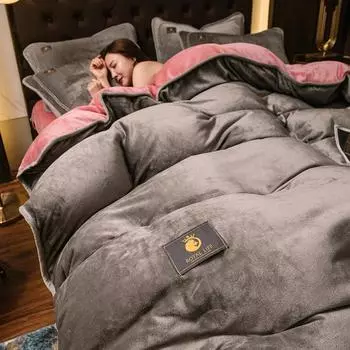 Зимний теплый плюшевый комплект постельного белья 3/4 шт., пододеяльник размера «king-size», покрывала, наволочки, одеяло, комплект простыней 150X200cm(3PC)