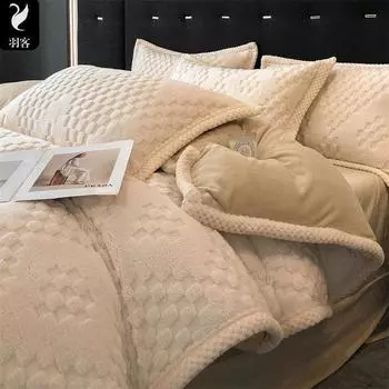 Зимний теплый плюшевый пододеяльник, пушистый фланелевый пододеяльник, роскошное одеяло размера Queen King Size, 220x240 см 150x200cm-1pc розовый