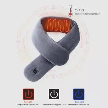 Зимний теплый шарф с электрическим подогревом USB для езды на велосипеде на сноуборде, катания на коньках (без батареи)