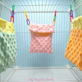 Зимний теплый спальный мешок для мелких домашних животных, подвесной гамак, плюшевый мешочек для сна, сумка для отдыха птиц, качели, клетка, гнездо S зелёный