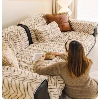 Зимний теплый супер мягкий чехол для дивана с имитацией кролика, плюшевый чехол из утолщенного пузырчатого бархата, нескользящий чехол для дивана, универсальный пушистый коврик для дивана 70x70