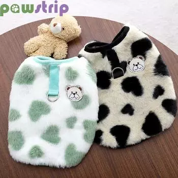 Зимний теплый свитер для собак, милая одежда с рисунком в виде сердца для маленьких собак, мягкий жилет для щенков, чихуахуа, плюшевый йоркширский терьер, одежда для пуделя S чёрный