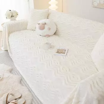 Зимний теплый удобный хлопковый бархатный диванный чехол Ins Style Cream Style нескользящий статический диванный чехол All-Inclusive Universal Cover 180*130cm