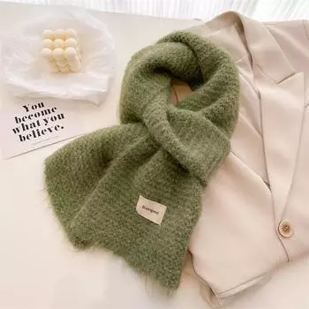 Зимний Теплый Утолщенный Однотонный Шерстяной Шарф Женский Новые Шарфы Корейский Стиль Модный Вязаный Универсальный Шаль Грелка для Шеи Нагрудник Шарфы 161x21cm