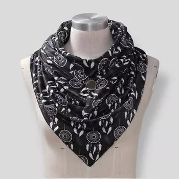 Зимний Теплый Ветрозащитный Шарф с Принтами Листьев и Бабочек, Двухслойный, с Застежкой