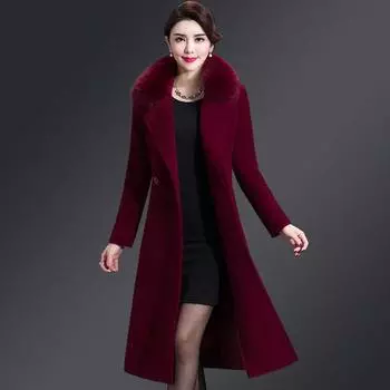 Зимний теплый женский плащ, шерстяная толстая женская длинная ветровка, тонкая однобортная женская верхняя одежда XXXL