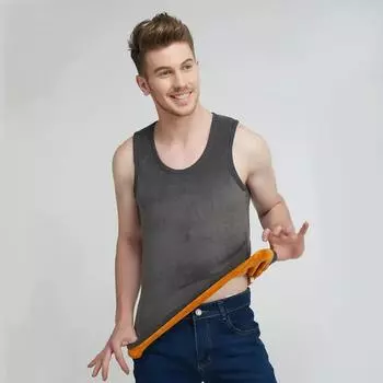 Зимний теплый жилет из золотого бархата, плюс толстый бархатный теплый жилет, мужской хлопковый облегающий базовый термобелье 2XL чёрный