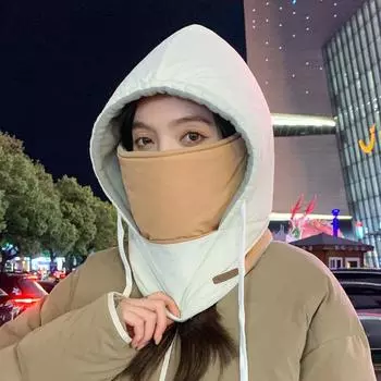 Зимний термосвитер, детская велосипедная маска от холода, шарф, комплект из двух предметов, шапка из плотного бархатного хлопка, лыжная шапочка