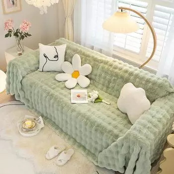 Зимний тканевый чехол для дивана, плюшевый чехол для дивана, полотенце, кремовый стиль, диванная подушка, диванное полотенце, можно стирать в машине 180*130