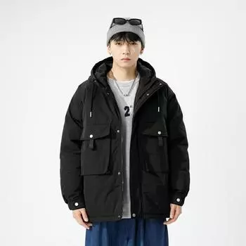 Зимний толстый комбинезон с капюшоном, новая молодежная повседневная куртка большого размера на хлопковой подкладке M