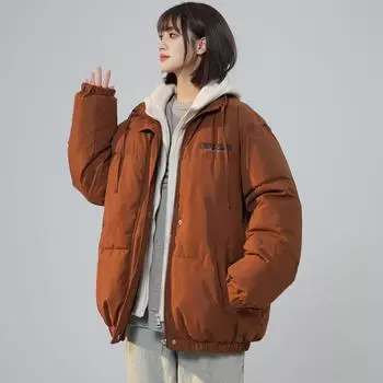 Зимний толстый ММ поддельный двухкомпонентный хлопок одежда женская утолщенный пуховик, тонкий дизайн чувство большого размера пальто M чёрный