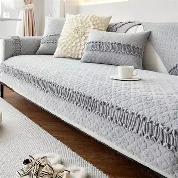 Зимний толстый противоскользящий коврик для дивана, высококачественный однотонный мягкий чехол, роскошный плюшевый чехол, тканевое полотенце, кожаный чехол для дивана 70x70cm