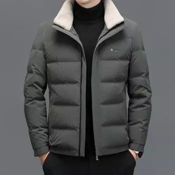 Зимний толстый пуховик, мужской термо- и ветрозащитный облегающий новый короткий пуховик на белом утином пуху, пальто большого размера, повседневное M
