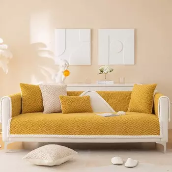 Зимний толстый супер мягкий бархатный плюшевый диванный полотенце с защитой от царапин от кошек, чехлы для диванов секционные L-образные для гостиной W70 x L70cm 1pc оранжевый