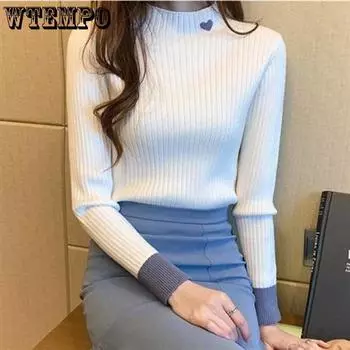 Зимний толстый свитер, женский вязаный кашемировый пуловер, водолазка с длинными рукавами, свободный джемпер, теплый