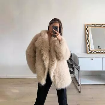 Зимний топ 2024 года, новый меховой интегрированный модный вентилятор, зимнее меховое плюшевое пальто для женщин S