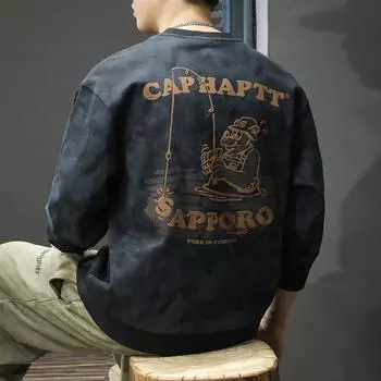 Зимний тяжелый ретро-пуловер с двумя штифтами, мужской свободный свитер большого размера из чистого хлопкового бархата, повседневная куртка M темно-зеленого