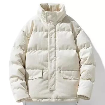 Зимний тренд, брендовый американский винтажный пуховик для пары, вельветовая куртка на хлопковой подкладке M белый