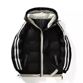 Зимний тренд Two Bars с капюшоном, теплая хлопковая куртка с подкладкой, мужская куртка, модная универсальная повседневная одежда с подкладкой из хлопка M
