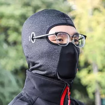 Зимний уличный спортивный велосипедный шарф, ветрозащитная Балаклава, теплая шапка с капюшоном для лица Wear Eyeglasses серый