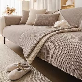 Зимний утепленный чехол для дивана, однотонная тканая подушка для дивана, современный вельветовый чехол для дивана, нескользящий чехол для дивана серии Cream, осенний 45x45cm pillowcase оранжевый