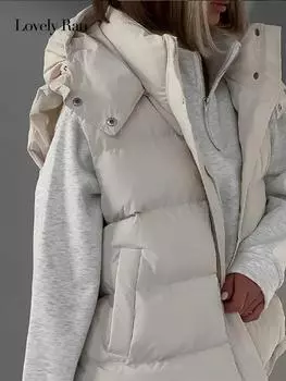 Зимний утепленный жилет, женский зимний хлопковый теплый парк, уличная парка на молнии, женский топ с капюшоном, свободное пальто без рукавов с большим карманом S белый
